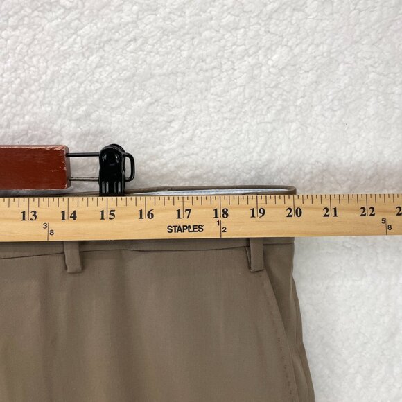 6 East Flat Front Wool Dress Pants Men's 40 Tan Loro Piana Four Seasons Italy - Picture 4 of 10